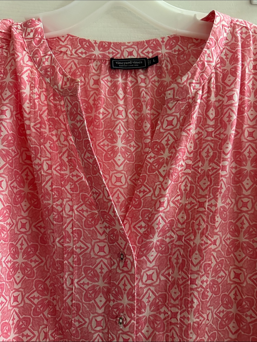 Vineyard Vines Pink Mini Tiered Cotton Dress L Resortwear Lightweight Coastal - Picture 2 of 10